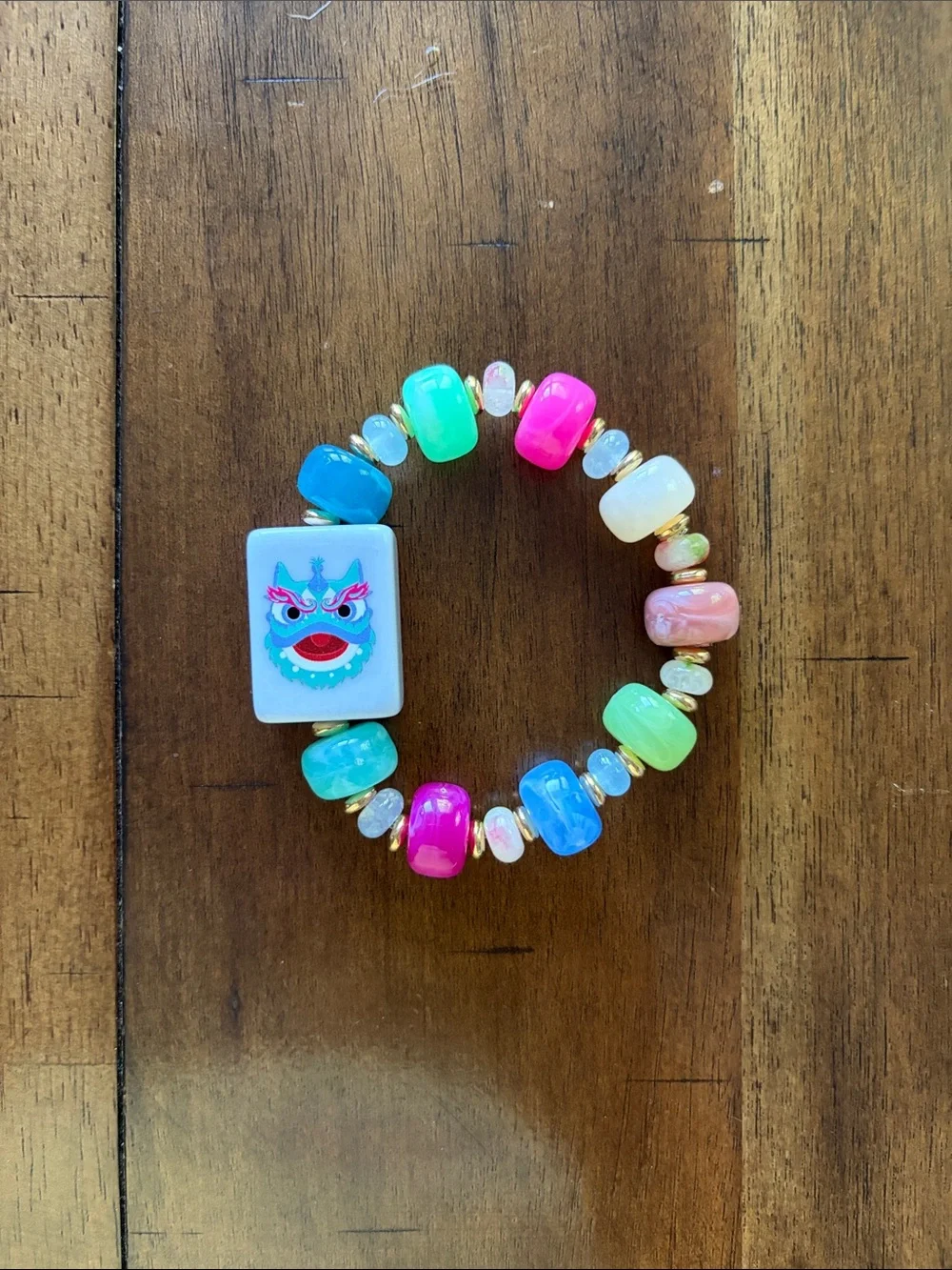 Mahjong  Beaded Stretch Bracelet - Multicolor